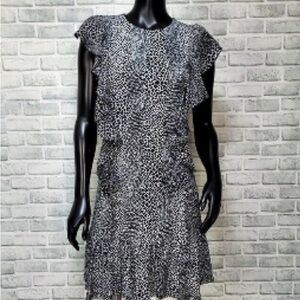 Michael Kors Womens Medium Luxe Jersey Cascade Ruffle Sleeve Cocktail Dress